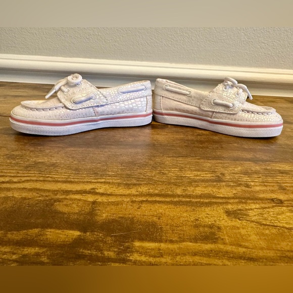Sperry Sea Bright White Sparkle Girl's Boat Shoes Size 8 toddler NWOT - Picture 3 of 6